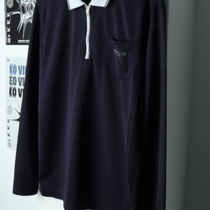 (L) 송지오 카라 긴팔티셔츠 반집업 네이비