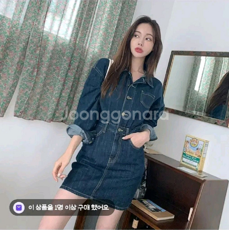 (새상품)진청 셔츠 미니 원피스--4