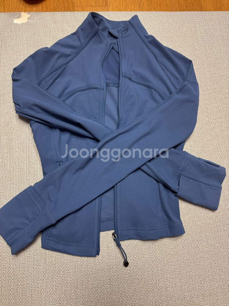 룰루레몬 크롭 디파인 리브드 자켓 블루 트윌--1