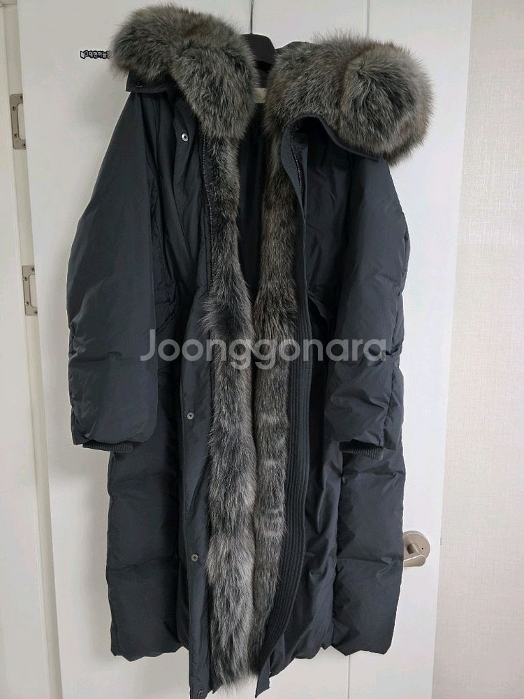 하시에 폭스퍼 구스다운 롱패딩 블루그레이(M)--0