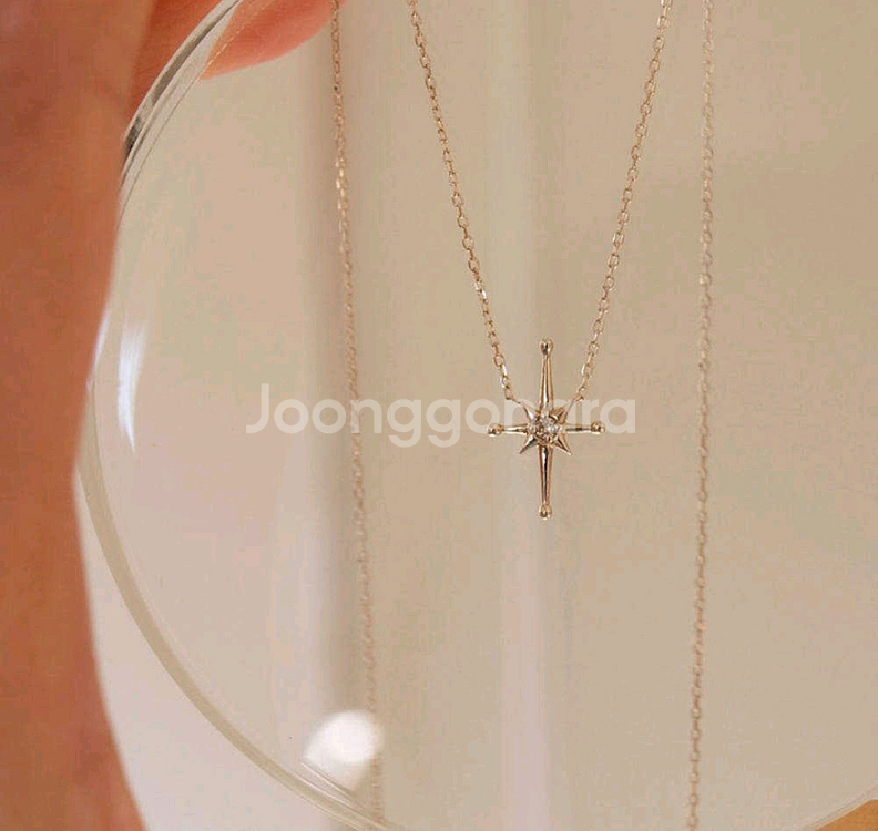 14k 꼬냑다이아 별빛 별 목걸이--0