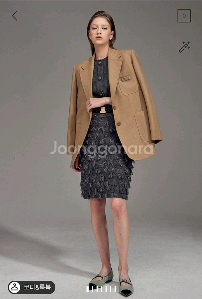 한섬 랑방[새옷]울블렌드 싱글 자켓&로고브로치--0