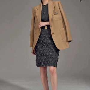 한섬 랑방[새옷]울블렌드 싱글 자켓&로고브로치