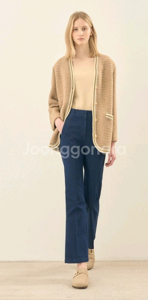 한섬 더캐시미어 카멜 블렌드 컬러 라인 재킷--1