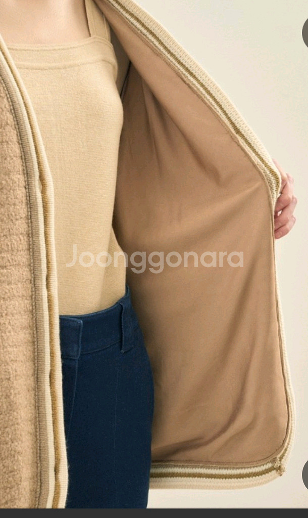 한섬 더캐시미어 카멜 블렌드 컬러 라인 재킷--3