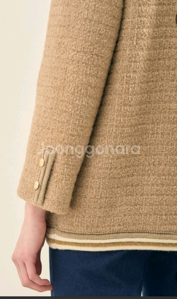 한섬 더캐시미어 카멜 블렌드 컬러 라인 재킷--2