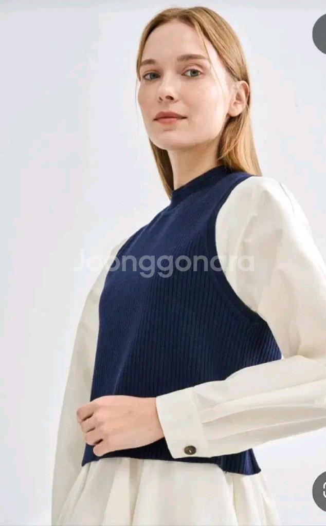 한섬 래트 니팅 블록 레이어드 니트 드레스--1