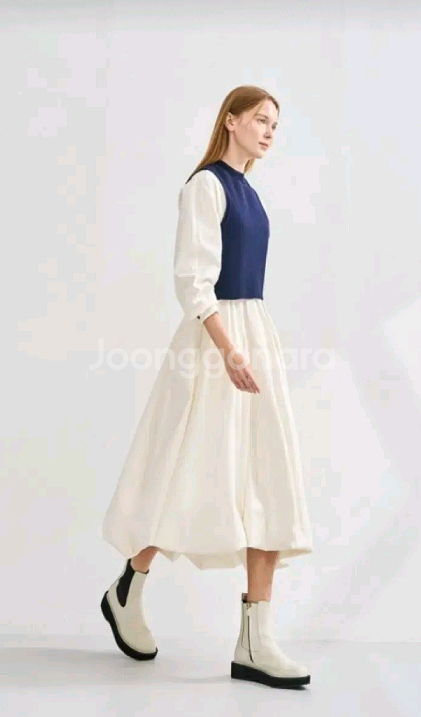 한섬 래트 니팅 블록 레이어드 니트 드레스--0