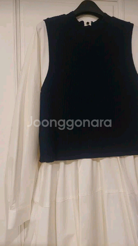 한섬 래트 니팅 블록 레이어드 니트 드레스--7