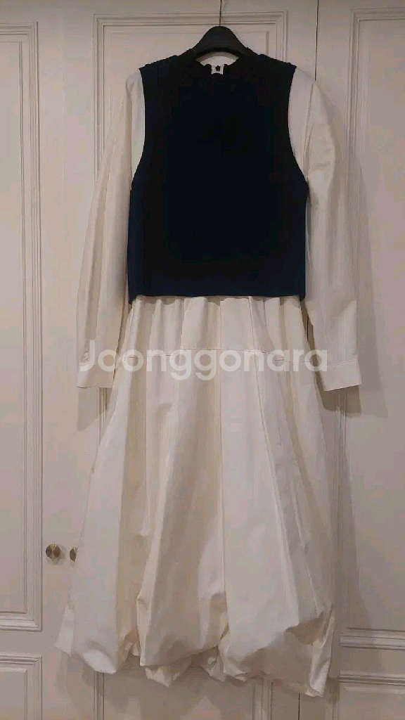 한섬 래트 니팅 블록 레이어드 니트 드레스--5