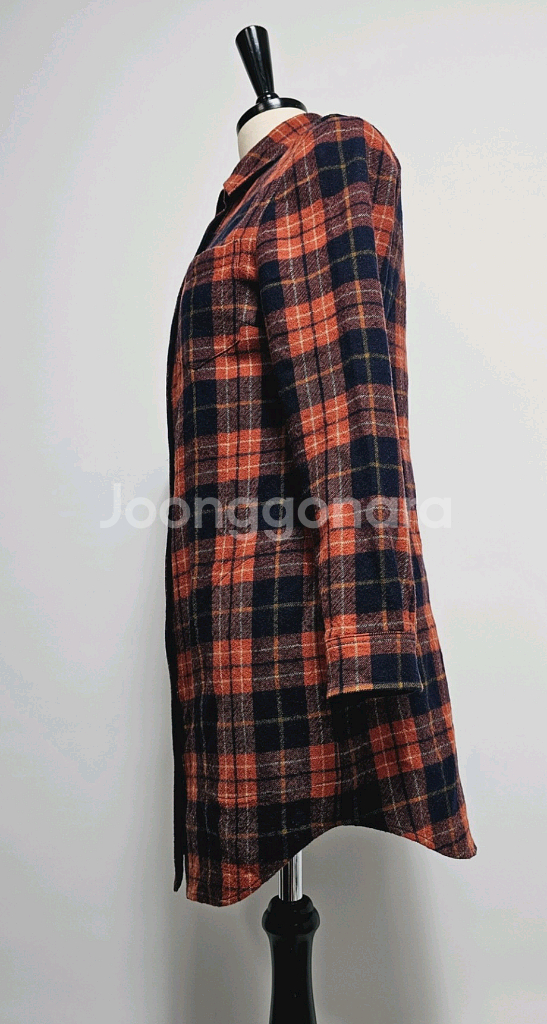 BCBG 체크셔츠 여성 모직 롱셔츠--4