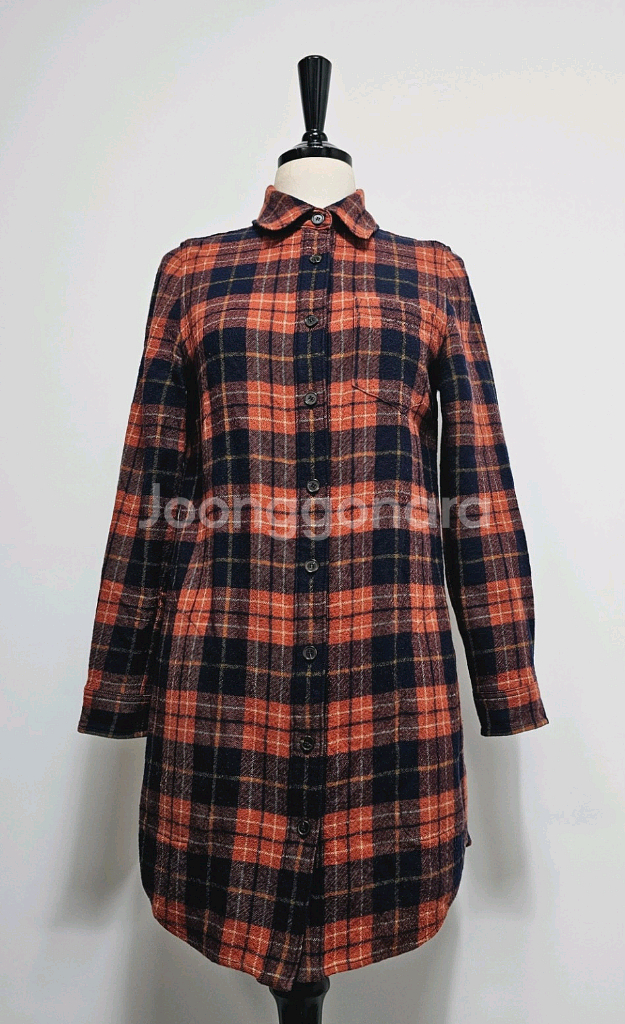 BCBG 체크셔츠 여성 모직 롱셔츠--0