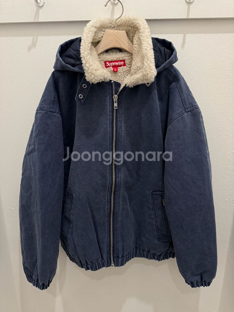 슈프림 포우 셔링 라인드 봄버 재킷 네이비 (25FW)--0