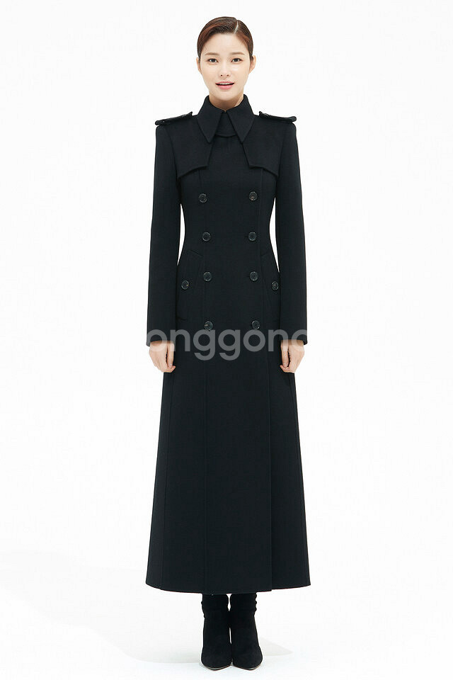 아보아보 캐시미어 울 소재 맥시 트렌치 코트 (블랙)--6