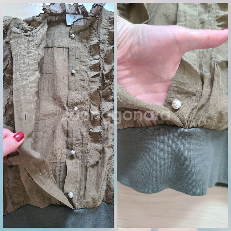 랑방 블라우스 모조에스핀 샤틴 한섬 쥬크 마인 타임--7