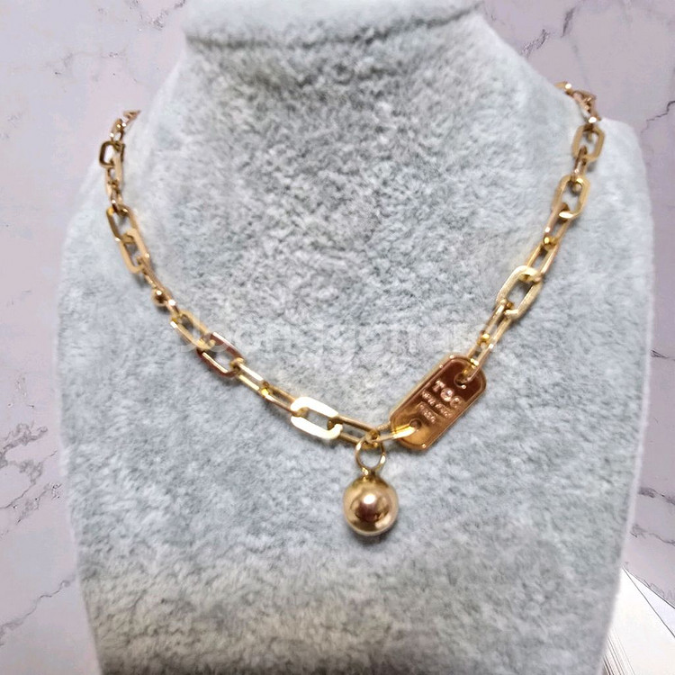 18k 핑크골드 볼스틱 클립 목걸이--1