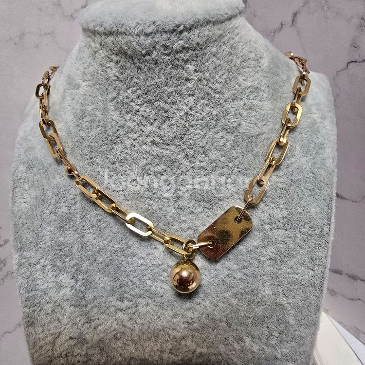 18k 핑크골드 볼스틱 클립 목걸이--0