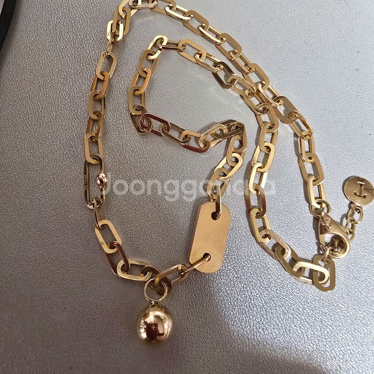 18k 핑크골드 볼스틱 클립 목걸이--3