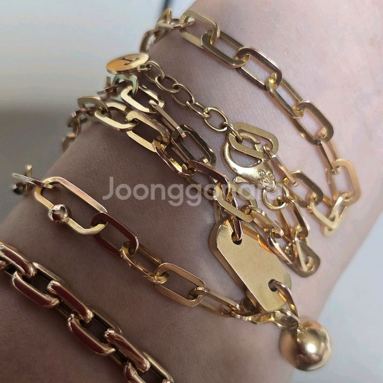 18k 핑크골드 볼스틱 클립 목걸이--7