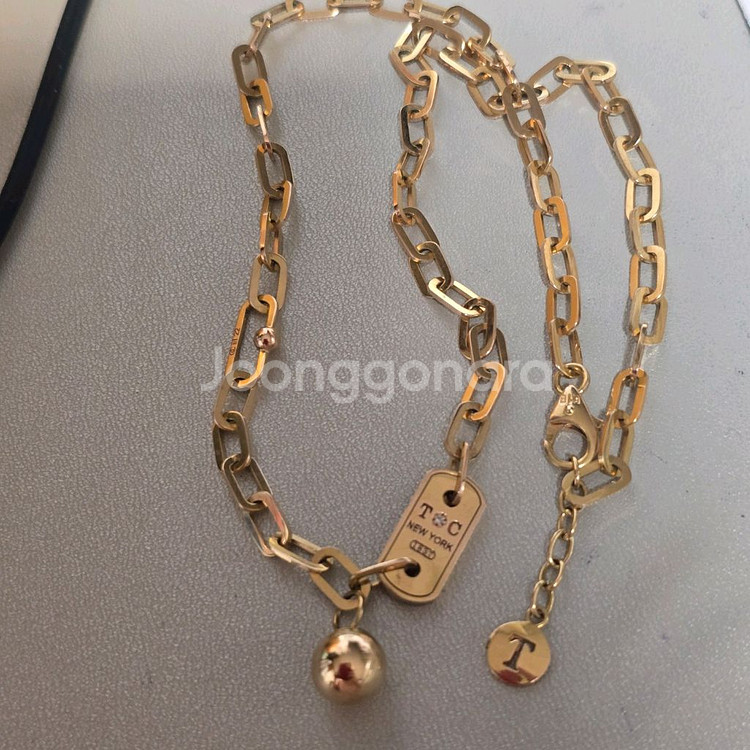 18k 핑크골드 볼스틱 클립 목걸이--8