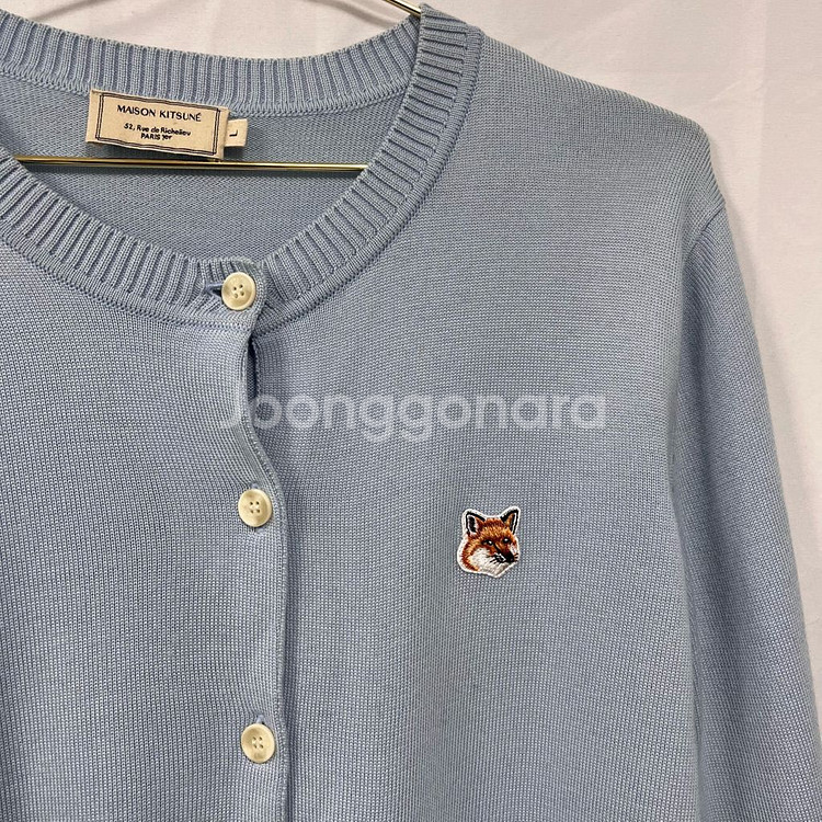 메종키츠네 폭스 헤드 패치 라운드넥 가디건--2