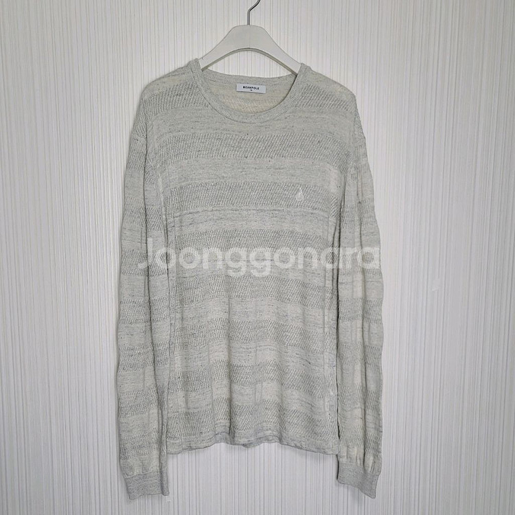 110_빈폴 리넨블랜디드 니트 패턴 단가라 오트밀--0