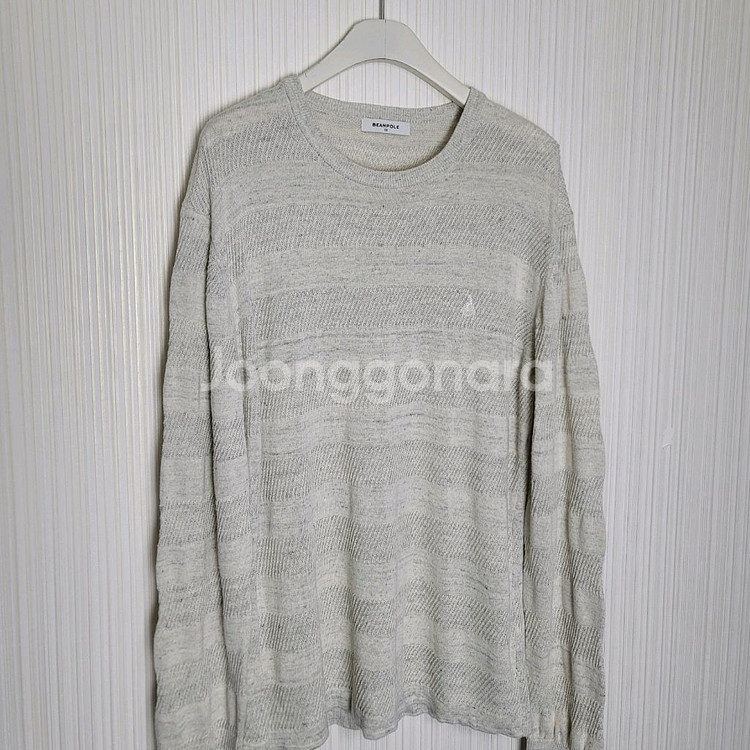 110_빈폴 리넨블랜디드 니트 패턴 단가라 오트밀--1