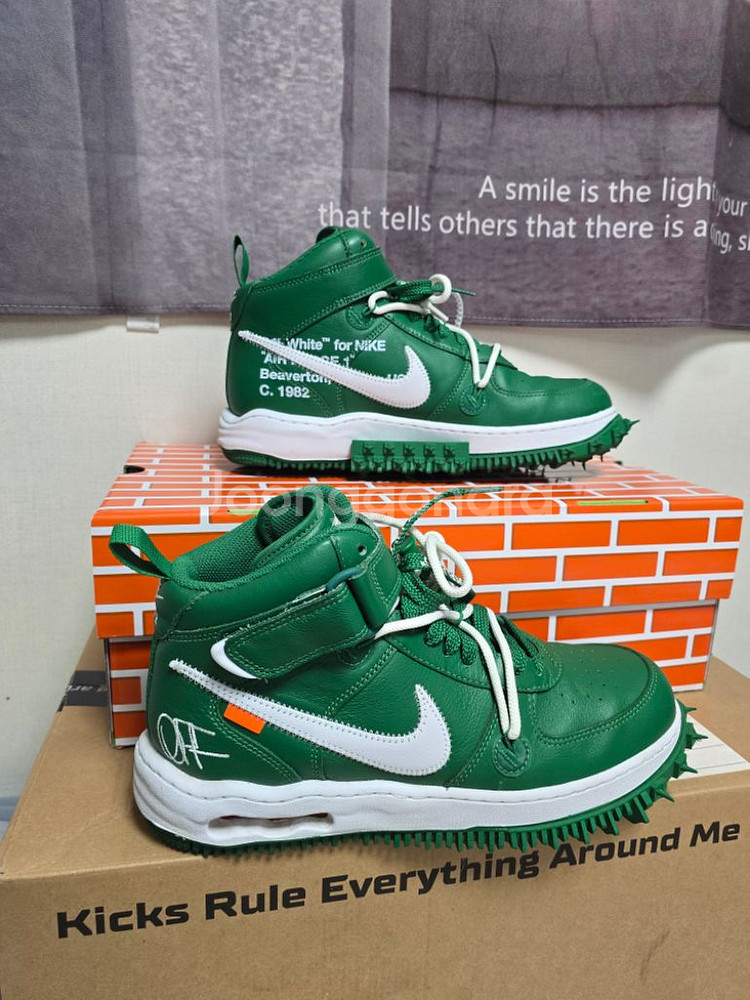 나이키 X 오프화이트 에어포스 1 미드SP래더파인그린--0