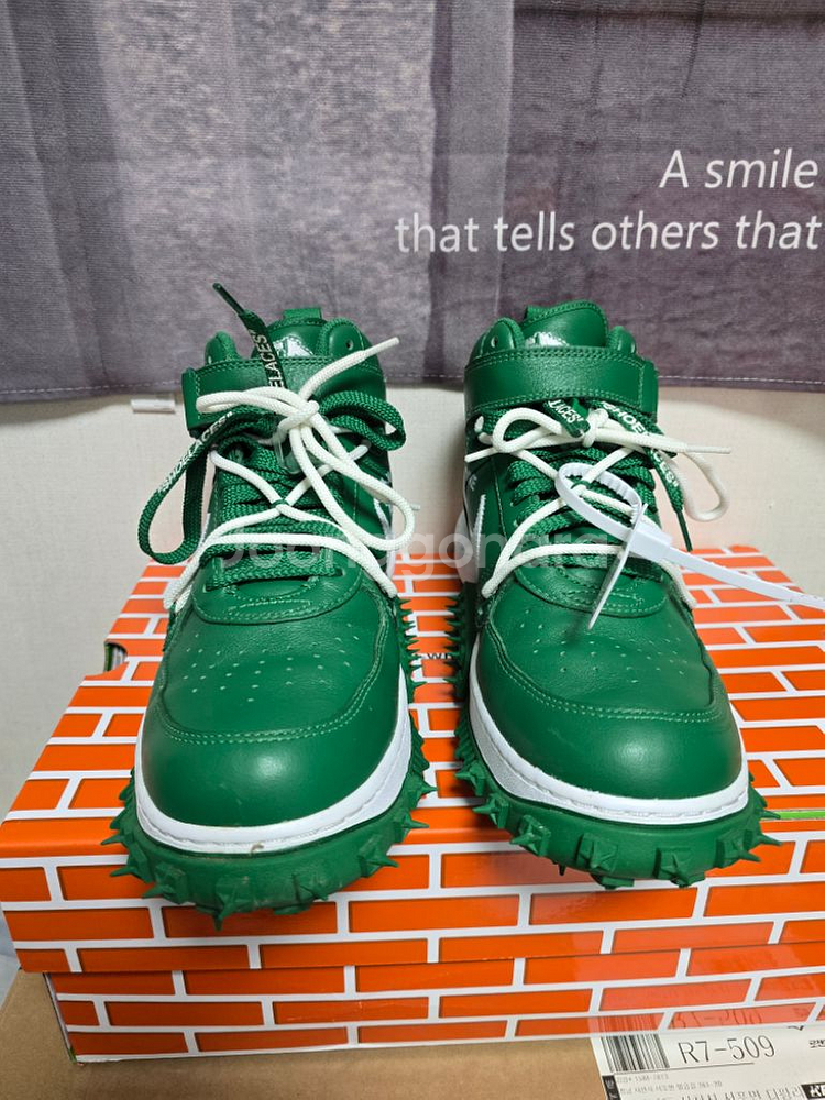 나이키 X 오프화이트 에어포스 1 미드SP래더파인그린--5