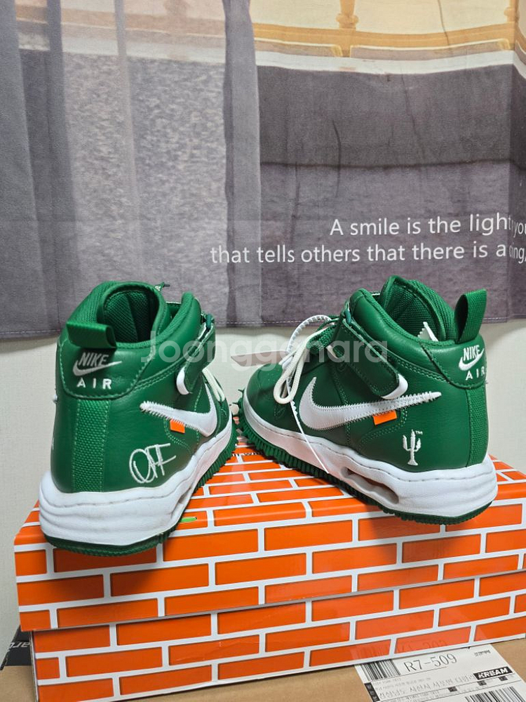 나이키 X 오프화이트 에어포스 1 미드SP래더파인그린--8