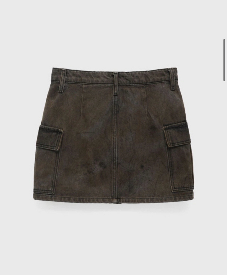 블랙업 녹워싱 데님 카고 스커트 L--4