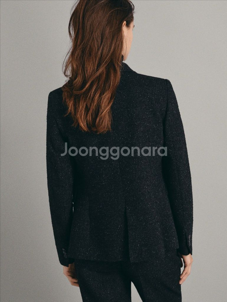 마시모두띠 슬림핏 멜란지 헤링본 블랙 울 팬츠--6