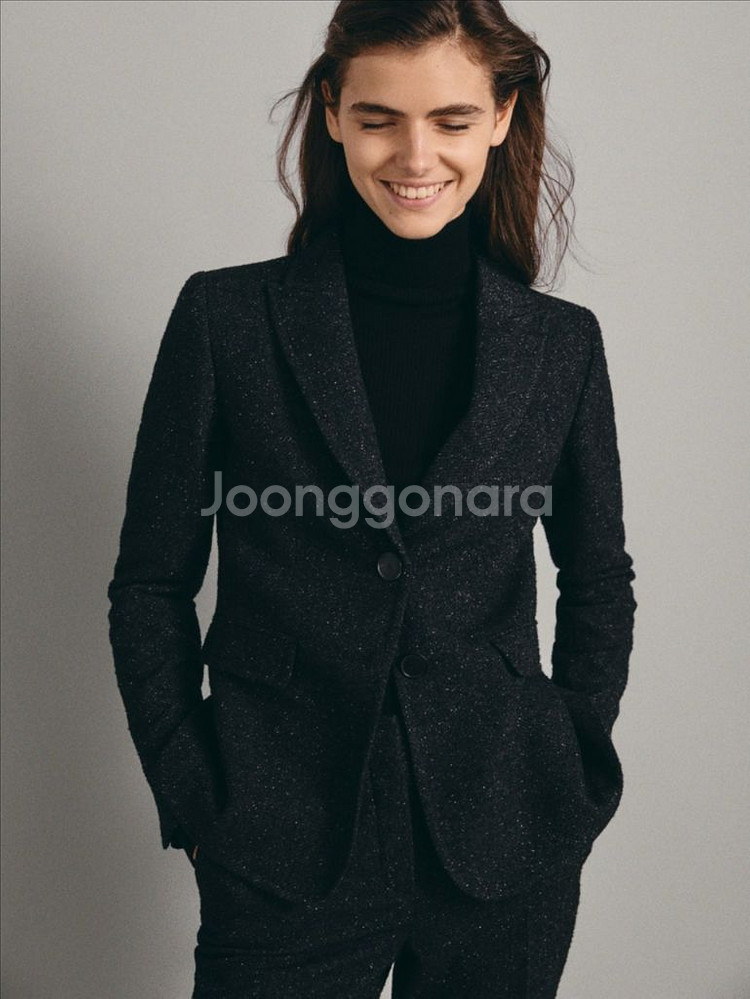 마시모두띠 슬림핏 멜란지 헤링본 블랙 울 팬츠--7