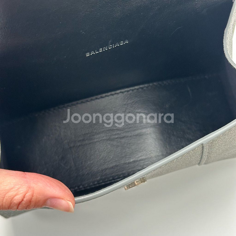 발렌시아가 아워글래스 글리터 그레이 xs 탑핸들 토트백--4