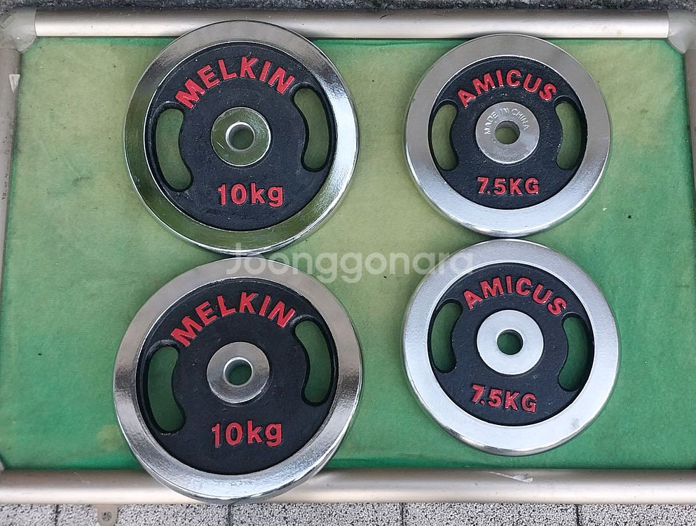 (중고)아놀드형 따라잡기 바벨원판 팝니다(35kg)--1