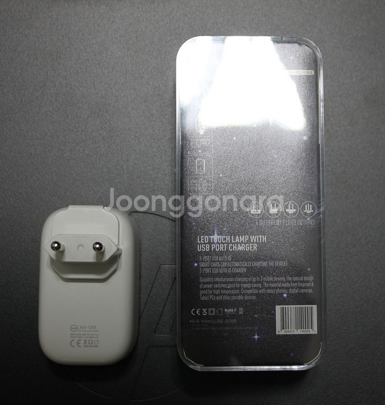 [미개봉·미사용] USB 3포트 충전기 (LED무드등)--2