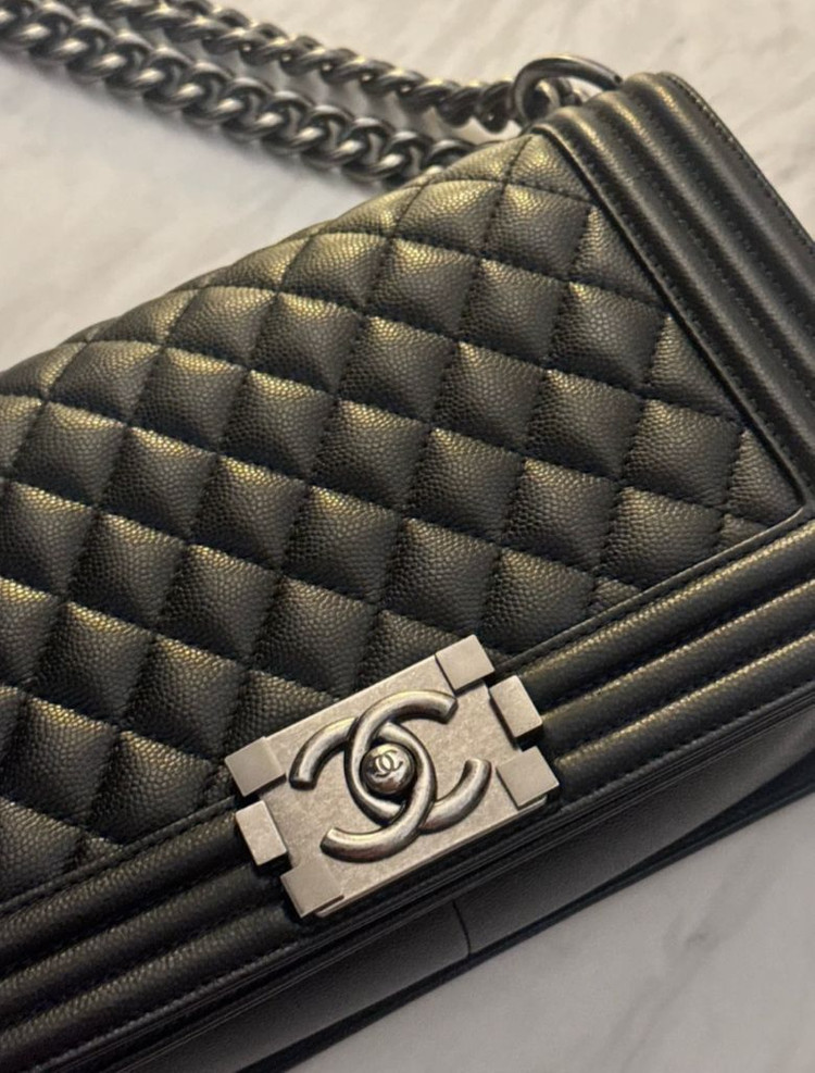 샤넬 보이백 미디움 빈티지 은장--2