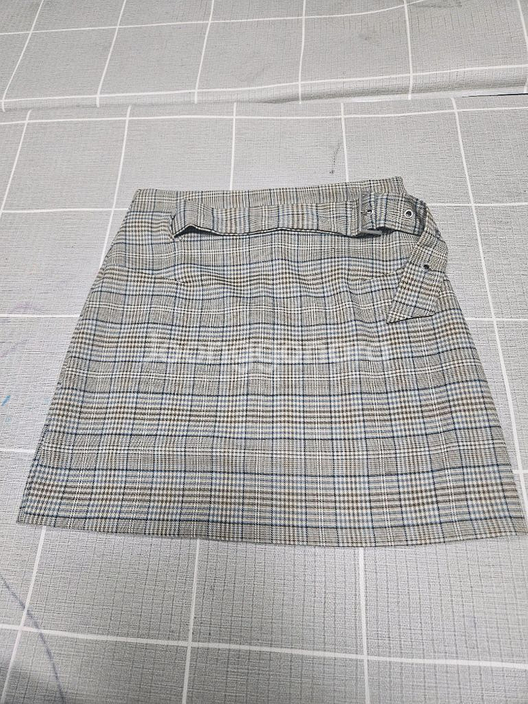 체크 미니 스커트 55사이즈--0