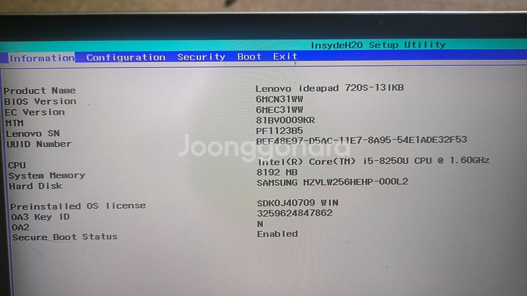 [8세대] 레노보 13인치, i5 8250u,8/256--0
