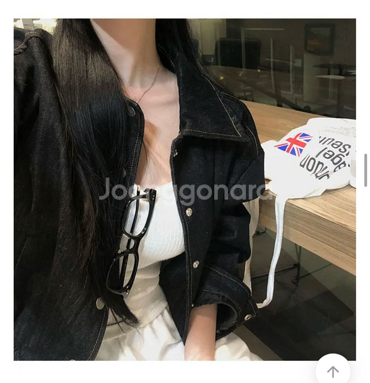 베이델리 흑청 데님 크롭 자켓--2