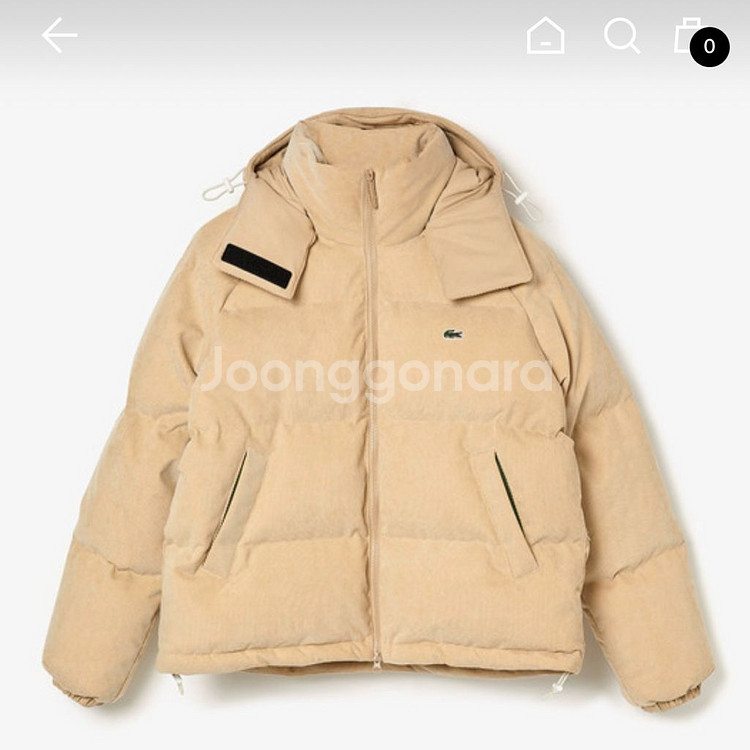 라코스테 코듀로이 크롭 숏 패딩 베이지 아우터 점퍼--0