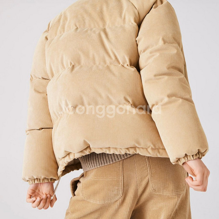 라코스테 코듀로이 크롭 숏 패딩 베이지 아우터 점퍼--1