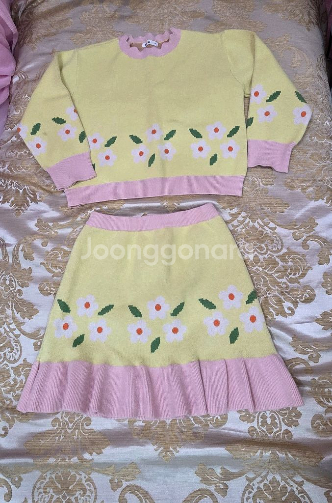 로아앤제인 니트 꽃무늬 니트 상하의 세트130--1