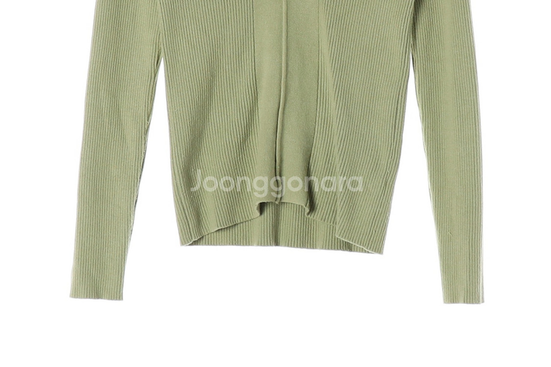 [S]나인 그린 브이넥 골지 니트 티셔츠--2