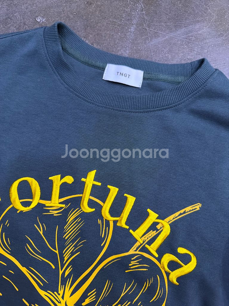 TNGT 클로버 자수 세미 오버핏 맨투맨 스웻셔츠105--6