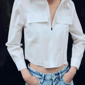 자라 포플린 크롭 셔츠 S 새상품
