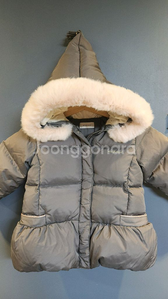 밍크뮤 여아 덕다운 후드 패딩 점퍼 90--1