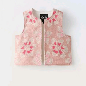 자라키즈 크로스 니트 플라워 베스트 새상품