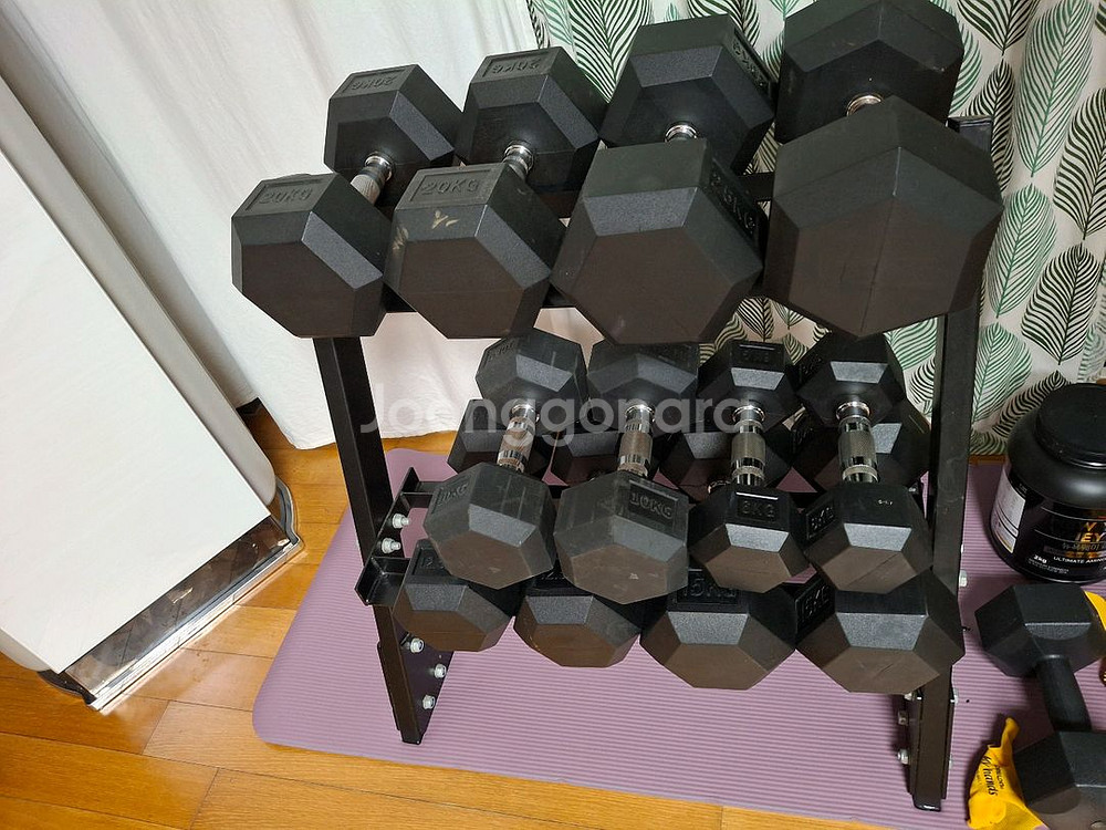 육각 덤벨 세트 + 덤벨 정리대(5~25kg)--1