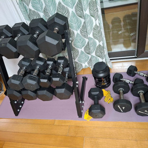 육각 덤벨 세트 + 덤벨 정리대(5~25kg)